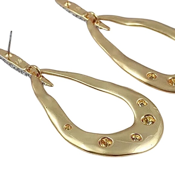 ALEXIS BITTAR • Gold Crystal Encrusted Molten Dot Liquid Link Earrings - Picture 7 of 9